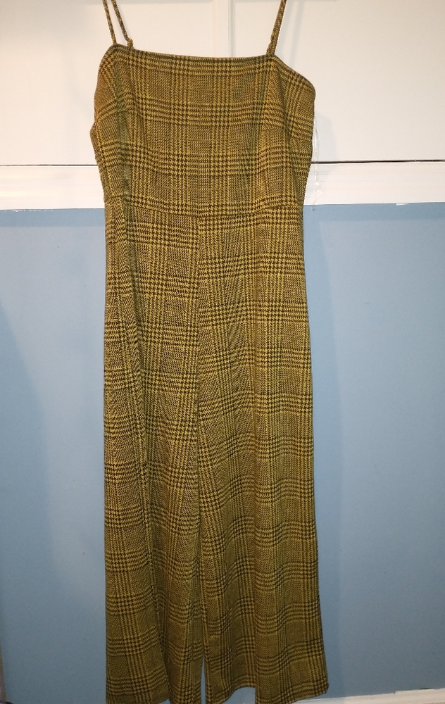 yellow and black plaid jumpsuit